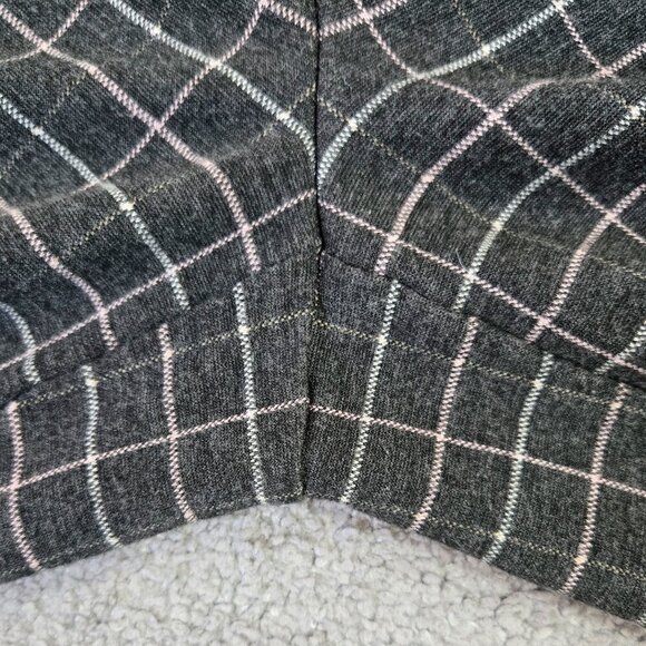 J. Jill Charcoal Gray Windowpane Plaid Full Wide Leg Pull On Cropped Ponte Pant - Picture 9 of 9